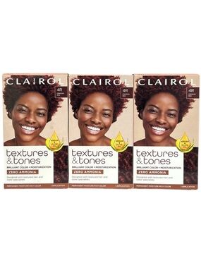 3 Clairol Textures & Tones 4R Crimson Red, 2 oz. Hair Dye, Permanent Hair Color